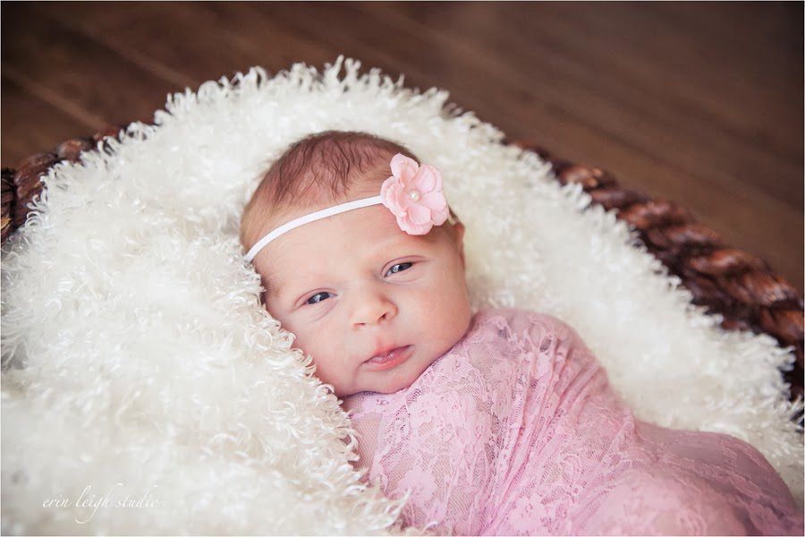 Newborn photos with baby in a basket