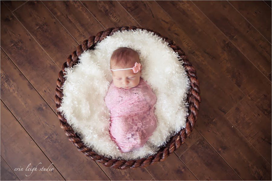 Newborn photos with baby in a basket