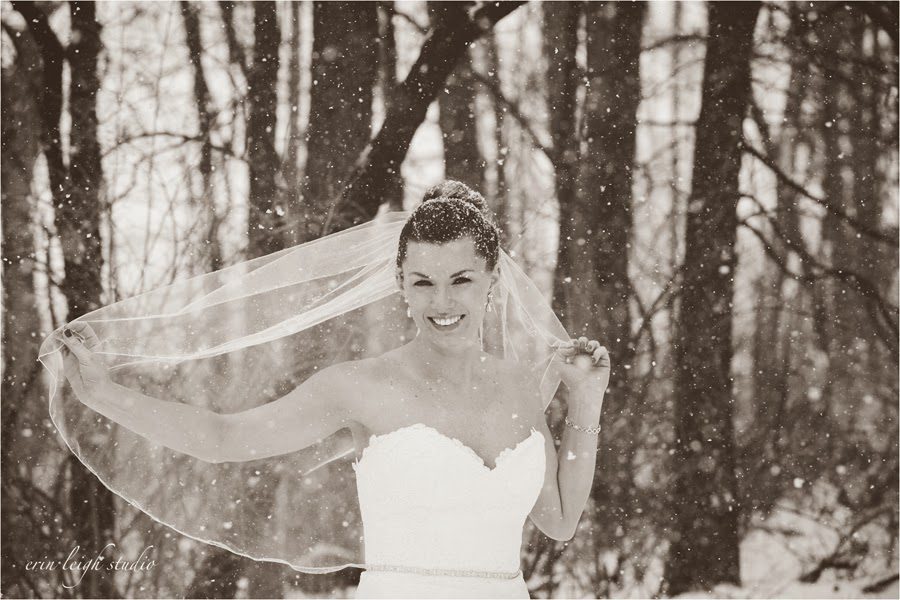 bridal session in the snow