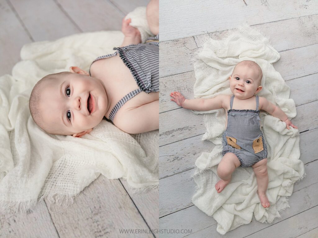Baby Portrait Photographer in Kansas City. Baby on blanket.